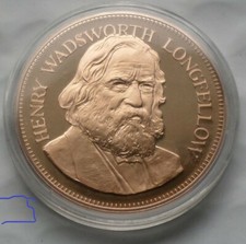 Poetry Poet Henry Wadsworth Longfellow Beautiful Bronze Medal picture