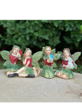 Miniature Four Piece Set Holiday Fairies with Sparkling Glitter Wings picture
