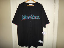 NWT Miami Marlins Men's Big & Tall Black Short Sleeve Button-Up Jersey picture