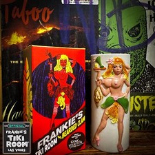 OFFICIAL Frankie's Tiki Room Bearded Clam Tiki Mug Art Box + Swizzle + Sticker picture