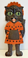 Antique German Embossed Mache Die Cut Halloween Black Cat picture