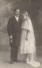 Woman and Man Wedding Real Photo Postcard rppc picture