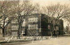 1930s Clyde Kansas High School Building occupation  RPPC Postcard 25-7907 picture