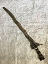Antique Moro 7 Wave Kris Sword Very Fine Twistcore Blade Carabao Hemp & Silver picture
