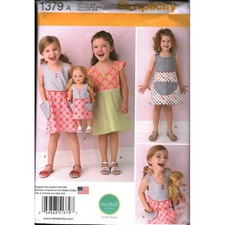 Simplicity 1379 Patty Young Modkid Studio Child Dress 18 Doll Pattern Size 3-8 picture