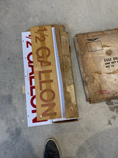 Gulf Gas & Oil Original Advertising Sign 1960s 1/2 Gallon White/Red picture