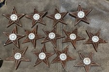 13 Vintage 3” Western Metal Star Furniture Appliques Concho Rustic Cowboy Decor picture