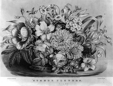 Photo:New York Currier & Ives 1861 Summer Flowers  Bouquet picture