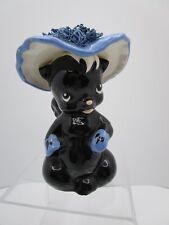 DELEE ART Pottery Figurine Planter Vase MRS. SKUNK With Blue Hat Circa 1940s picture