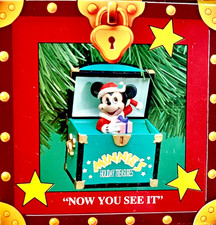 Enesco Minnie's Holiday Treasure Pop Up Ornament Now you see it Now you don't picture