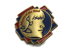 Vintage Odyssey of the Mind Lapel Pin Badge Gold Tone Enamel Club Collectible picture