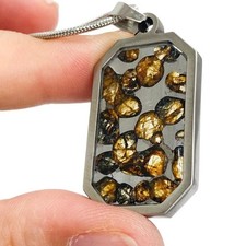 Pallasite meteorite pendant ,Brenham meteorite Necklace picture