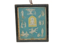 Vintage Buddha Life Journey Photo Print with Wooden Frame Indian Collectible picture