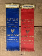 Antique 1912 Maryland State Fair Poultry Show Ribbons 1st 2nd Premium Timonium picture