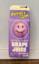 Vintage 1982 TOPPS GRAPE JUICE Bubble Gum 3” Carton Candy Empty Container Prop picture