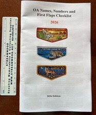 OA First Flaps checklist; Lodge Names, Numbers, 36-pg OA flap booklet F1, S1, FF picture