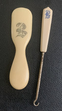 Vtg Celluloid Vanity Shoehorn & Button hook with “B” Monograms picture