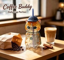 LUXURY NEW 2026 Starbucks Singapore x Mofusand Collection Cat Shaped Glass Cup picture