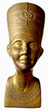 VTG.  EGYPTIAN QUEEN NEFERTITI - SOLID BRASS SCULPTURE - 4.12 LBS - 11