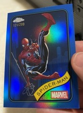 2025 Topps Chrome Marvel SPIDER-MAN BLUE REFRACTOR COLOR MATCH /299 picture