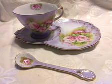 Vtg Victorias Garden 3 pc cup plate spoon set collector lot beautiful rare china picture