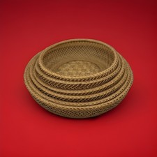 Vintage Handcrafted Woven Wicker Rattan Set of 7 Nesting, Decor Baskets Japanise picture