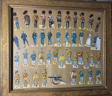 Rare c1891 McLoughlin Bros Paper Soldiers Display- 43 Figures & Cannon-Sets 1/2 picture