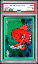 Topps 2025 Chrome SpongeBob Carol #125 Kelp Green Refractor PSA 10 picture