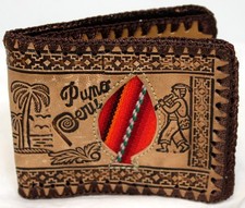 Peruvian Peru Folding Leather Wallet Tooled Llama Hand Stitched Men Teen Native picture