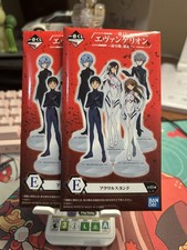 2x Neon Genesis Evangelion Acrylic Mini Figure New SEALED Blind bag E Prize picture