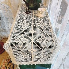 17x39inch Vintage Hand Crochet Lace Table Runner Doily Rectangle Dresser Scarf picture
