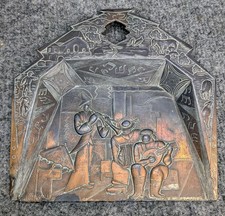 Vintage Made in Japan Embossed Metal Wall Plaque Jazz Band Musicians 8” picture