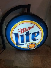 Miller Lite Beer Double Sided Light Up Pub Sign Game Room Man Cave Bar Pub picture