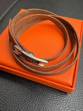 HERMES Api Leather Bracelet Brown Vintage Men's Women's Accessories picture