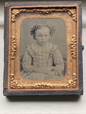 Antique Photograph Daguerreotype Tintype Young Girl Colorized Original Half Case picture