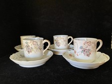 S/4 Antique Limoges Haviland Demitasse Cup & Saucer Sets Floral Gold Trim picture