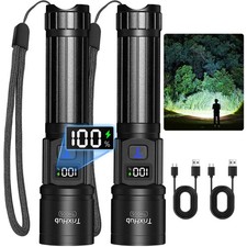 TrixHub Rechargeable Flashlights 2 Pack, Super Bright High 2Pack, Black picture