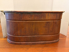 Vintage TurkishCopper Wash Basin w 21.75” Handcrafted Riveted Brass Handles picture