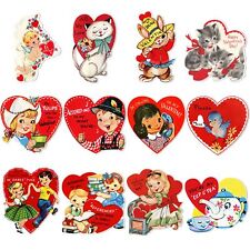 12PCS Vintage Valentines Day Cutouts, Retro Valentine Cut-outs Cardboard, Lar... picture