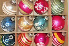 Lot VTG Glass Pictured SILENT NIGHT WISEMEN BALL Christmas Ornaments Shiny Brite picture