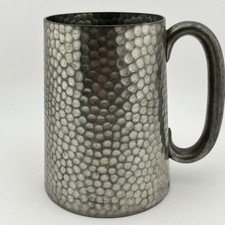 VTG A.R. Wentworth English Pewter Hammered Tankard 1 Pint Sheffield Crown Signed picture