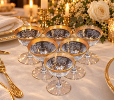 Vintage Tiffin Franciscan Rambler Rose Cordial Gold Encrusted Rim, Set of 6 picture
