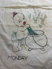 (7) Rare Antique Original Flour Sacks With Ink Stamp Days Of The Week 1920’30’s picture
