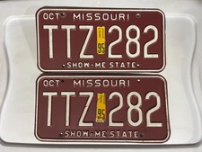 Missouri License Plate Pair of License Plates 1995 October TTZ 282 picture