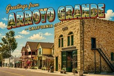 Greetings From ARROYO GRANDE CALIFORNIA MODERN Postcard Large Letter C768 picture