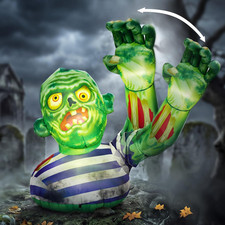 5.5FT Halloween Inflatable Zombie Decoration with Waving Raised Hand & Built-In picture