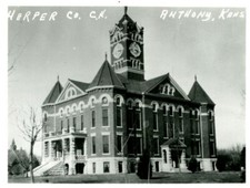 Vintage Real Photo Post Card RPPC Harper County Court House Anthony, KS picture
