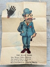 Antique c1900 THE BLACK HAND Vinegar Valentine Chromolithograph Comic Print picture