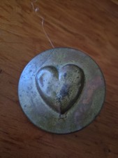 Antique Civil War Calvary Horse Bridal Brass Rosette W / Heart Design Rare Find picture