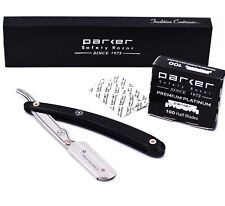 Parker SRB Straight Edge Barber Razor & 100 Parker Premium Platinum Half Blades picture